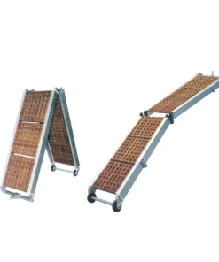 Pasarela plegable en 2 módulos con enjaretado de iroko