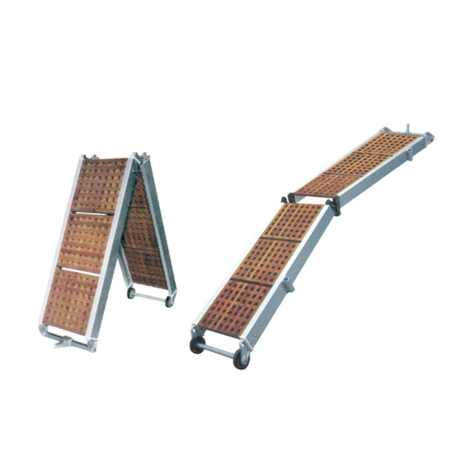 Pasarela plegable en 2 módulos con enjaretado de iroko