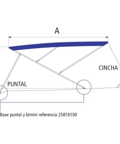 Bimini 3 arcos con puntales 2200 x 2250 x 950 mm