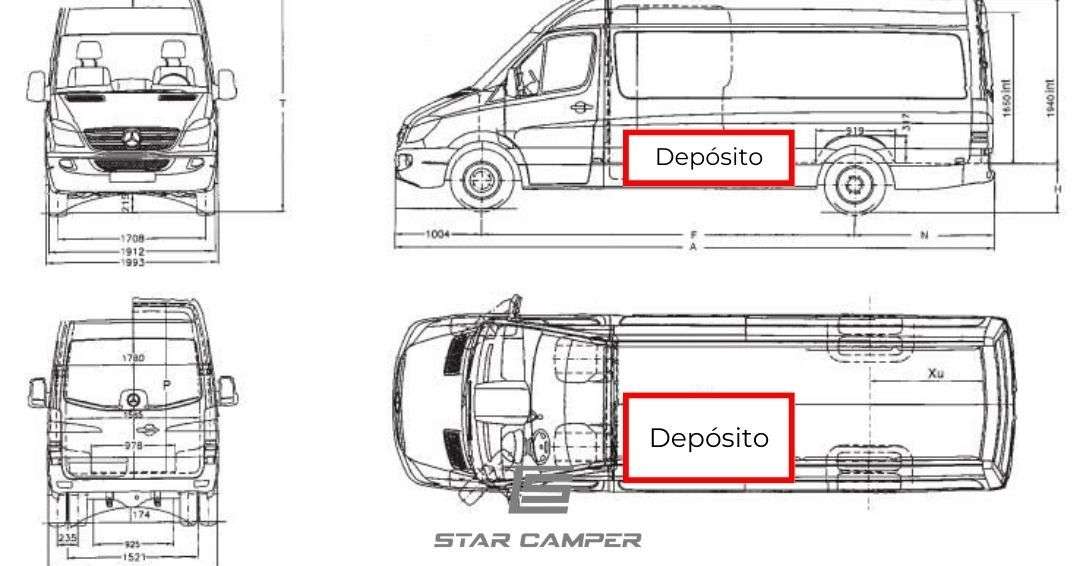 Depósito De Agua 70L Mercedes-Benz Sprinter y Volkswagen Crafter L2 L3 L4 - Imagen 9