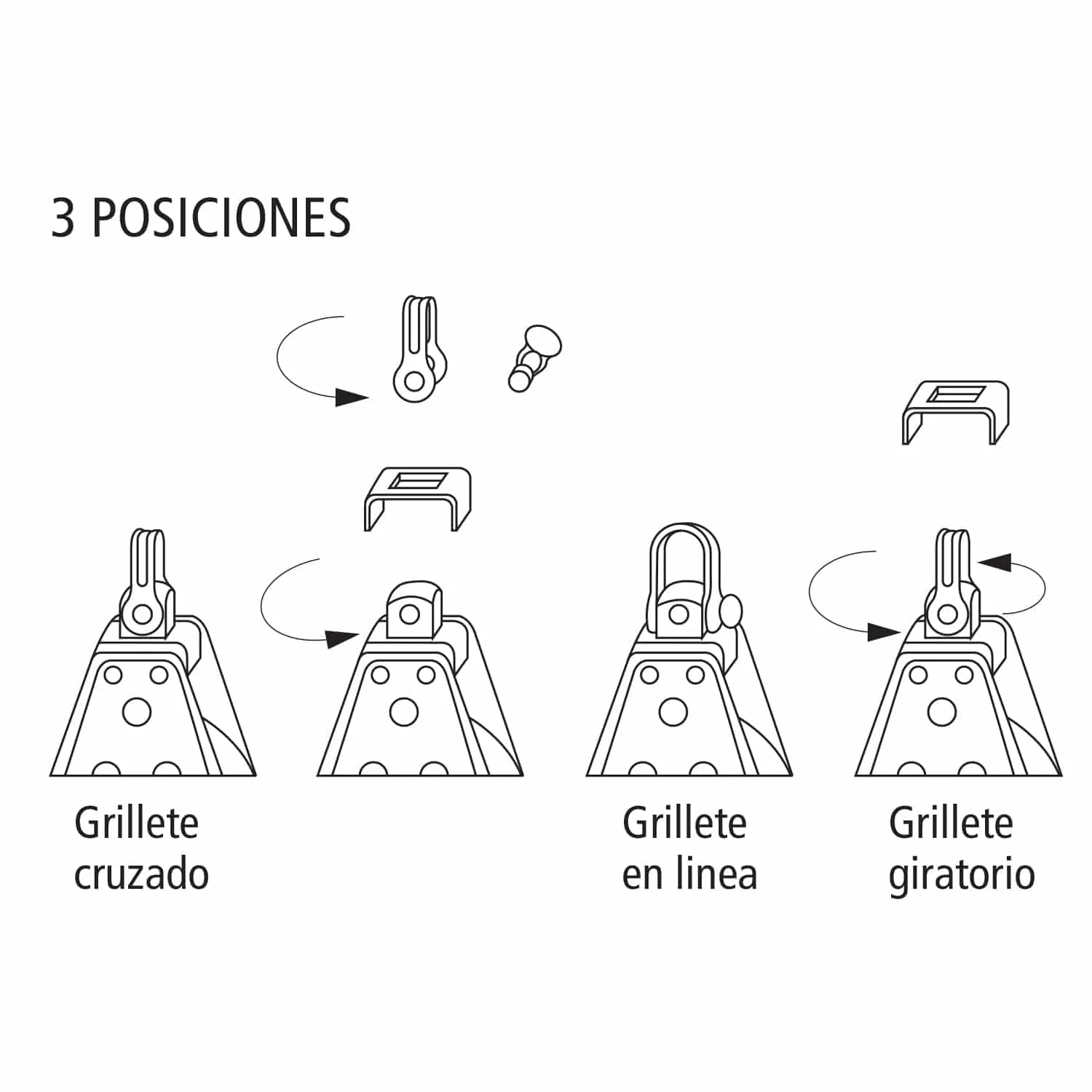 Polea 3 posiciones con mordaza y arraigo - Imagen 3