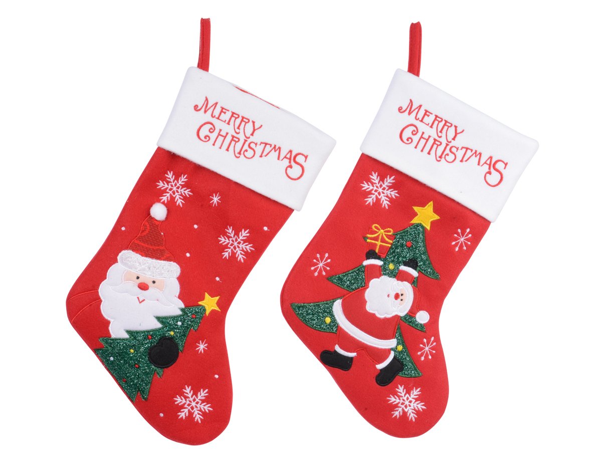 Calcetín Navidad para Colgar Rojo 20×40.5 cm (1 unidad)