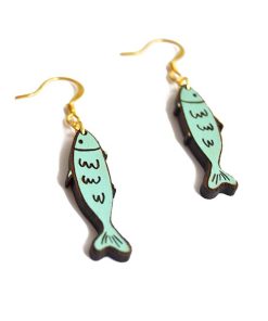 Pendientes Peces Madera Sardine