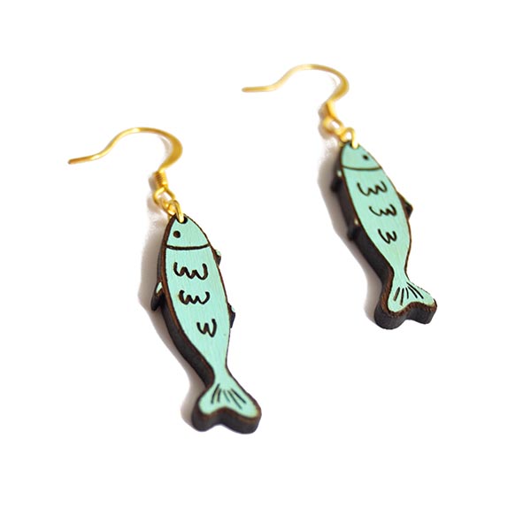 Pendientes Peces Madera Sardine