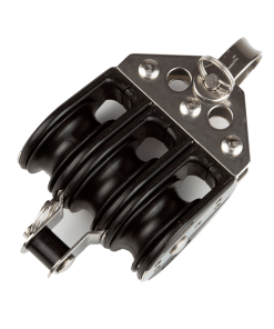 Polea triple con arraigo de 28 mm para cabos de hasta 8 mm