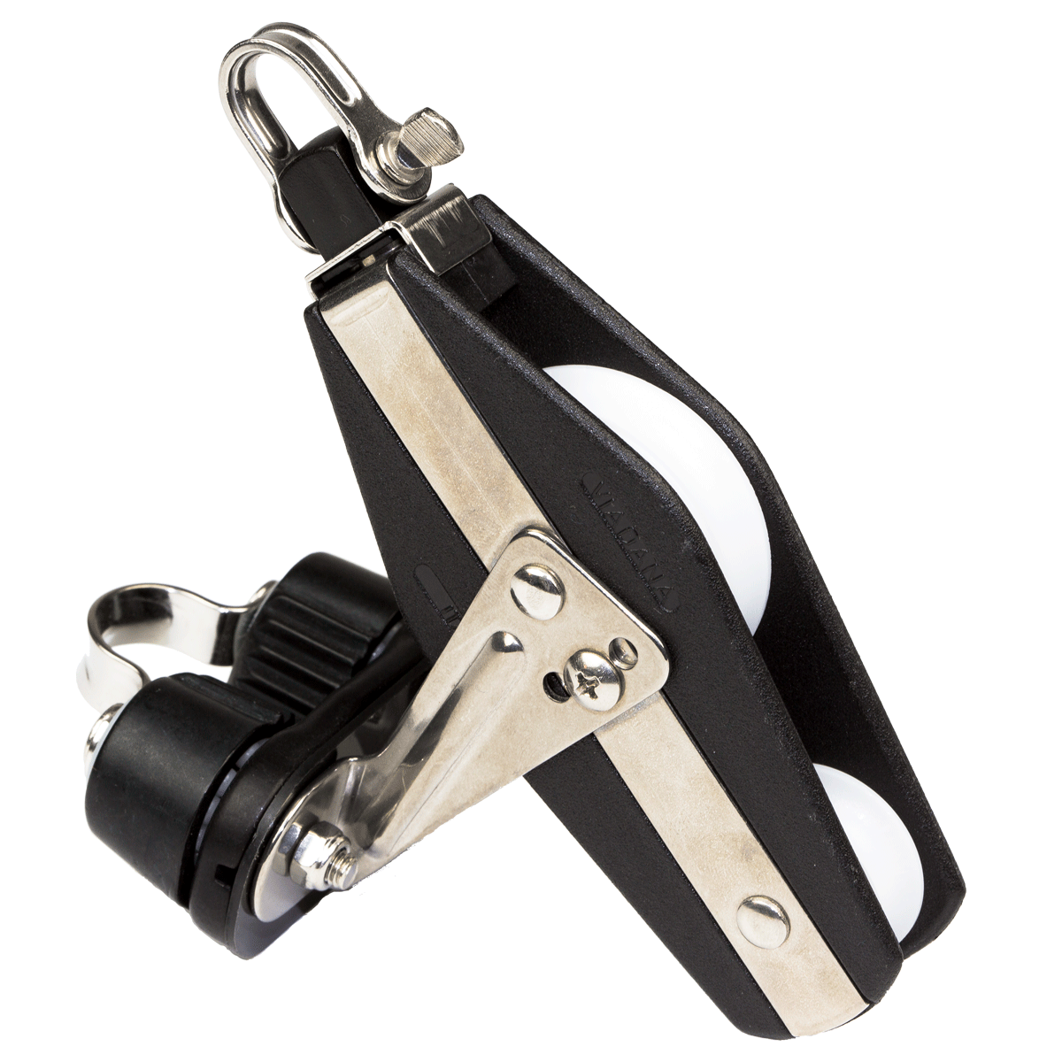 Polea violin con mordaza Viadana para cabos hasta 10 mm