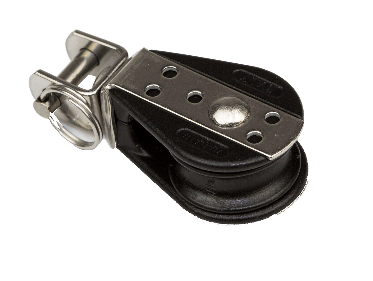 Polea vela ligera con horquilla para cabo de 6 mm