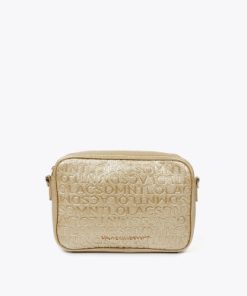 Bandolera grabado monograma efecto piel Dorado Lola Casademunt