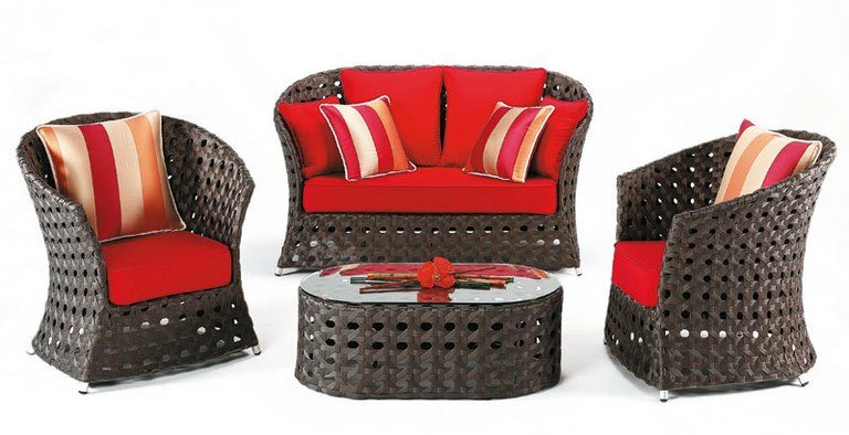 Conjunto Huitex 1 Sofá 2 plazas + 2 Sillones + 1 Mesa con cristal + cojines HUITEX ASTORIA