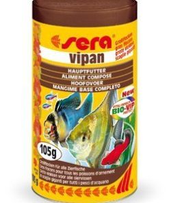 Alimento en copos para peces de acuario de agua dulce Sera Vipan 250 ml.