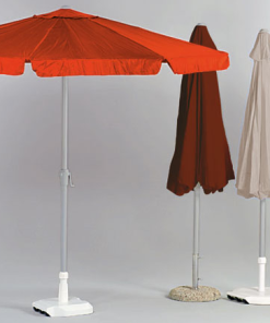 Parasol de aluminio con manivela. Lona lisa COLOR MARRÓN medida 250 cm.ø modelo CARACAS