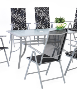 Conjunto de Aluminio 1 Mesa con cristal 150×90 + 4 Tumbonas modelo PRUSIA-150/4