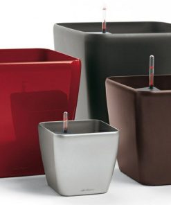 Hidrojardinera autoriego Lechuza Cuadro 35 cm. color plata