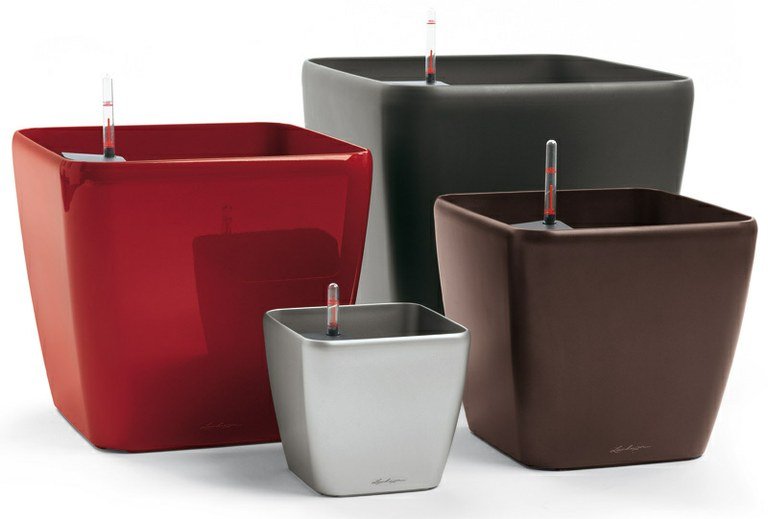 Hidrojardinera autoriego Lechuza Cuadro 35 cm. color plata