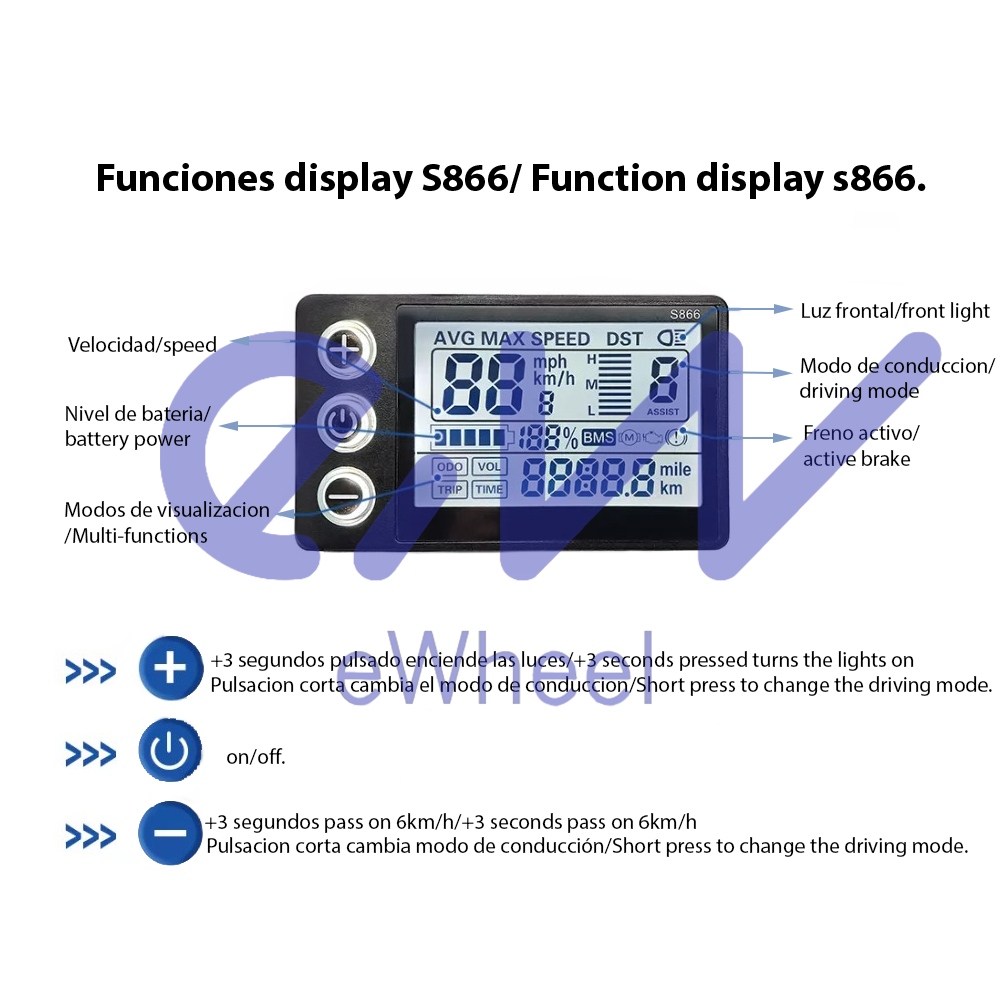 Kit 24V/36V/48V 250W/350W Display S866 | Patinete electrico - Imagen 4