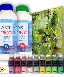 KIT ART PRO 1,66KG + KIT DE 10 PIGMENTOS SAHARA PASTEL + LIENZO DE MADERA 22X22CM – Saca tu lado creativo, ideal para iniciarse.